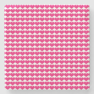 Pink Cute Hearts Pattern Stone Coaster