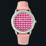 Pink Cute Hearts Pattern Watch<br><div class="desc">Simple and sweet Cute Hearts Pattern Watch with a repeating pattern of small pink hearts. Text may be added to this design to give it a personal touch.</div>