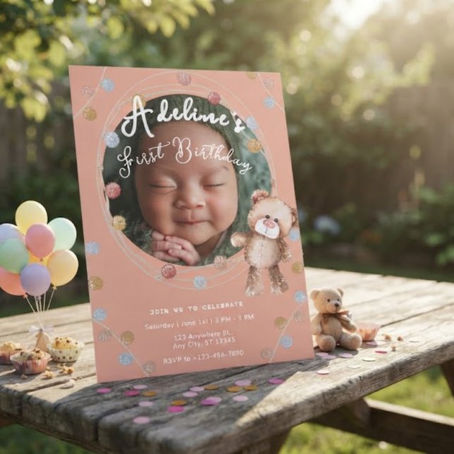 Pink cute kids birthday invitation (Creator Uploaded)