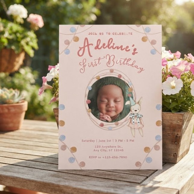 Pink cute kids birthday invitation (Creator Uploaded)