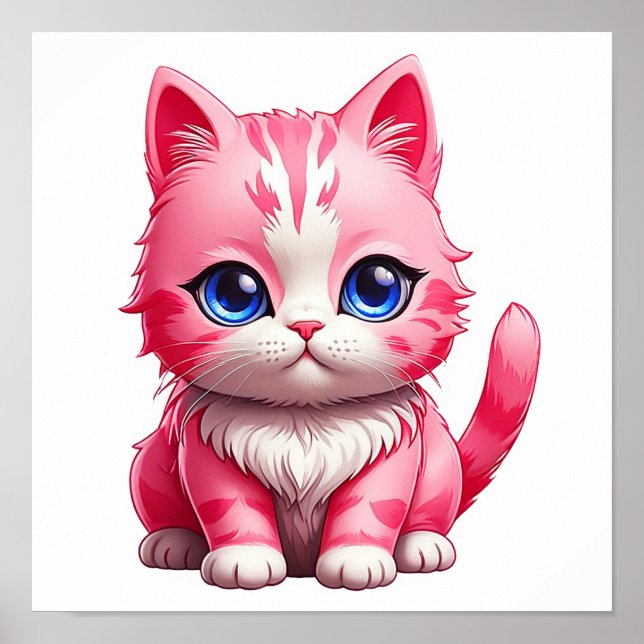 Pink Cute Kitty Cat Poster (Front)