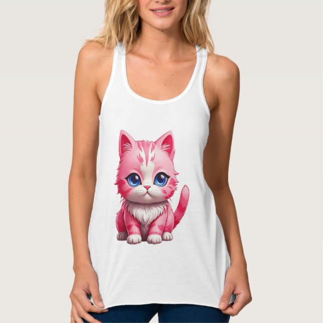 Pink Cute Kitty Cat Singlet (Front)