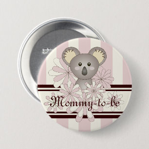 Pink Cute Koala Girl Baby Shower Mummy-to-be 7.5 Cm Round Badge