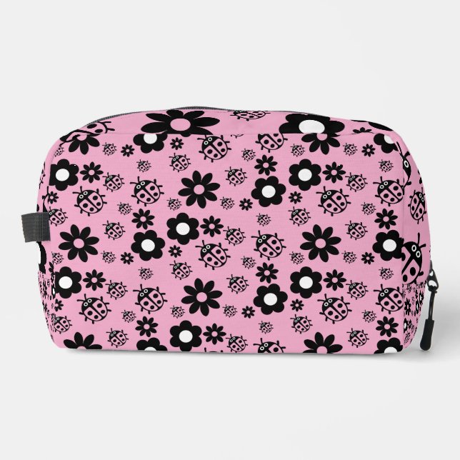 Pink Cute Ladybug Kids Dopp Kit (Front)