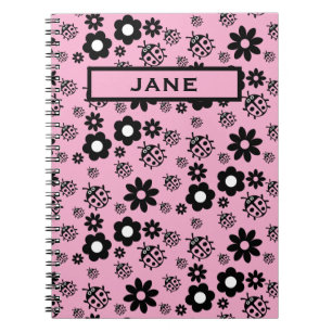 Pink Cute Ladybug Kids Notebook