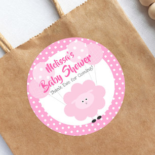 Pink Cute Lamb Simple Modern Sweet Baby Shower Classic Round Sticker