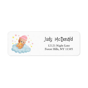 Pink Cute Little Bear Baby Shower Address