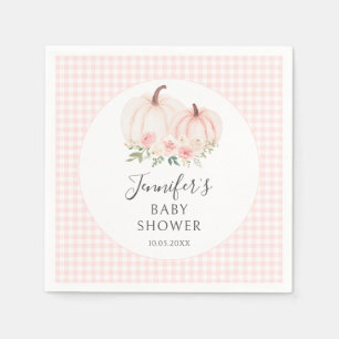 Pink Cute Little Pumpkin Gingham Baby Girl Shower Napkin