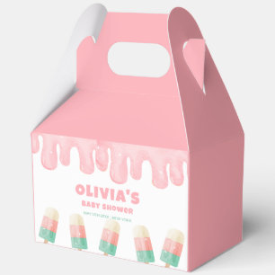 Pink Cute Melt Ice Cream Pop Girl Baby Shower  Favour Box