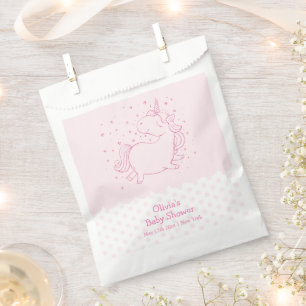 Pink Cute Modern Polka Dot Unicorn Baby Shower Favour Bags