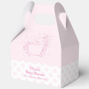 Pink Cute Modern Polka Dot Unicorn Baby Shower  Favour Box