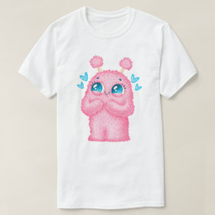 Pink Cute Monster Folk  T-Shirt
