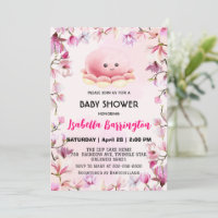Pink Cute octopus squid flowers baby shower kids