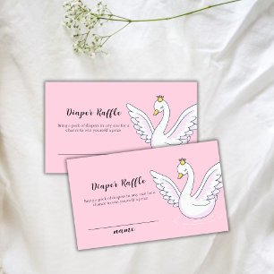 Pink Cute Princess Swan Diaper Raffle Baby Shower  Enclosure Card