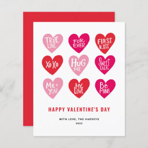 Pink Cute Quotes on Hearts Valentine's Day Card