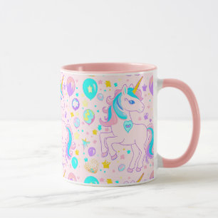 Pink Cute Rainbow unicorn birthday girls kids Mug