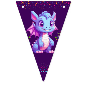 Pink Cute Rainbow Unicorn dinosaurs Birthday party Bunting