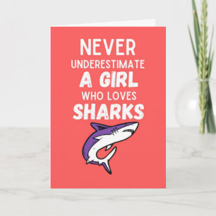 Pink Cute Shark Cards For Girls For Kids Children