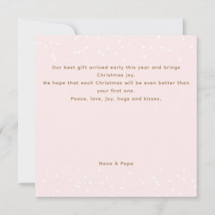 Pink Cute Snowman Long Text First Girl Christmas Card