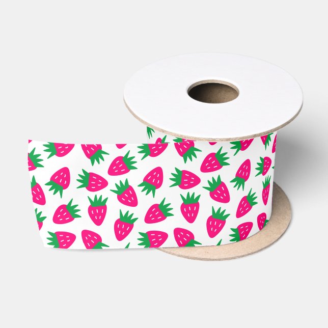 Pink Cute Strawberry  Satin Ribbon (Spool)