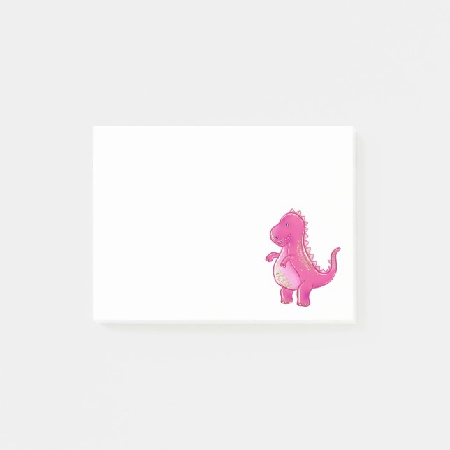 Pink Cute T Rex Dinosaur | Dino Post-it Notes (Front)
