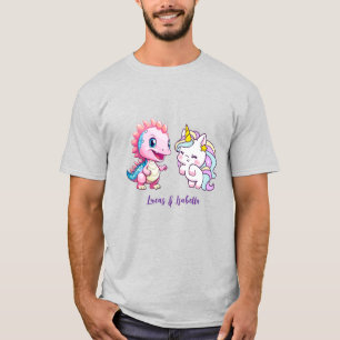 Pink Cute Unicorn dinosaurs rainbow Birthday party T-Shirt