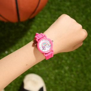 Pink Cute Unicorn dinosaurs rainbow Birthday party Watch