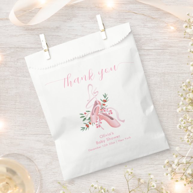 Pink Cute Winter Ballerina Tutu Cold Baby Shower  Favour Bags (Clipped)