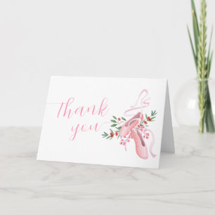 Pink Cute Winter Ballerina Tutu Cold Baby Shower  Thank You Card