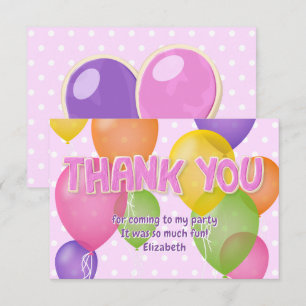 pink cutout cookies balloons birthday thank you card