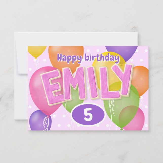 pink cutout letters cookies Emily birthday Card (Front)