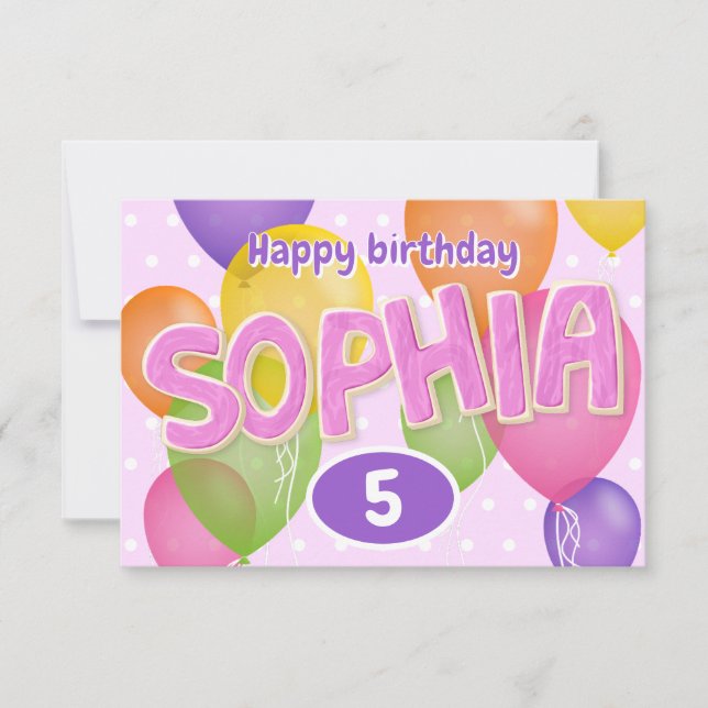 pink cutout letters cookies Sophia birthday Card (Front)