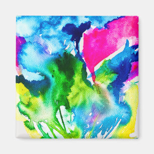 Pink Cyclamen flower abstract watercolor Magnet