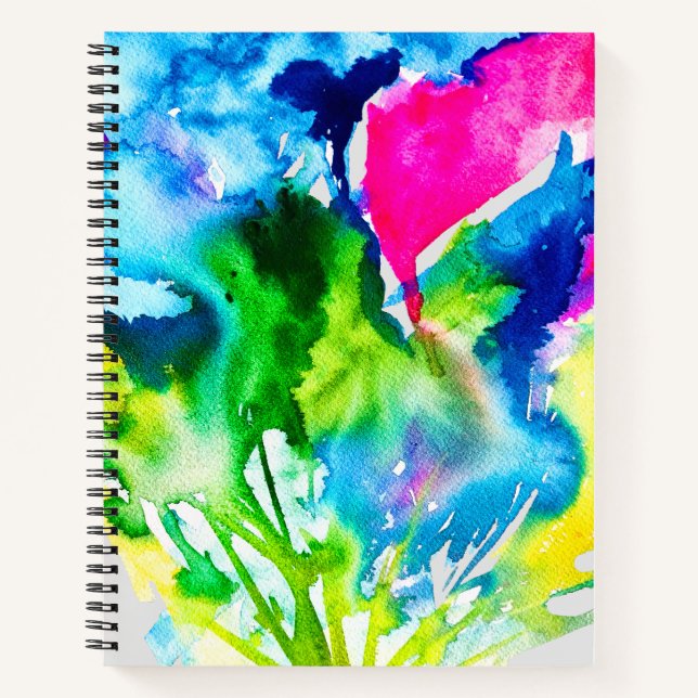 Pink Cyclamen flower abstract watercolor Notebook (Front)
