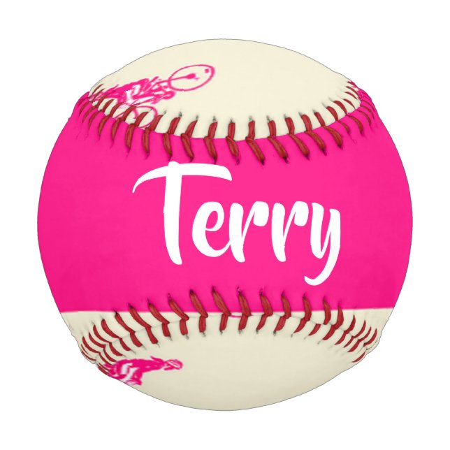 Pink cyclist silhouette pattern baseball (Front)