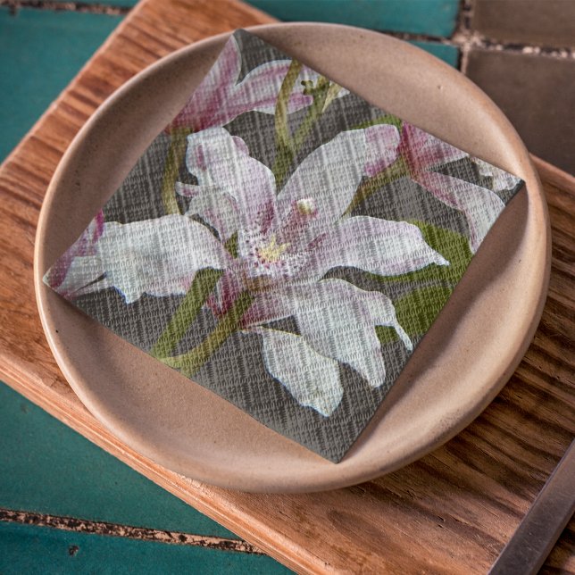 Pink Cymbidium Insigne Orchids Floral Napkin (In Situ Plate)