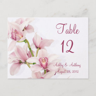 Pink Cymbidium Orchid Floral Wedding Table Cards