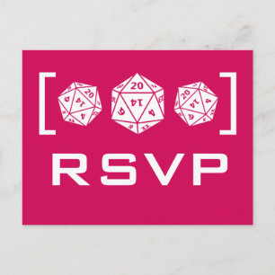 Pink D20 Dice Gamer RSVP Postcard