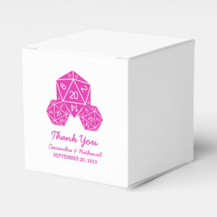 Pink D20 Dice Wedding Favour Boxes