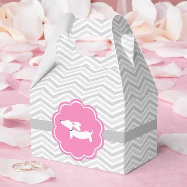 Pink Dachshund Baby Shower Party Favour Box (Wedding)