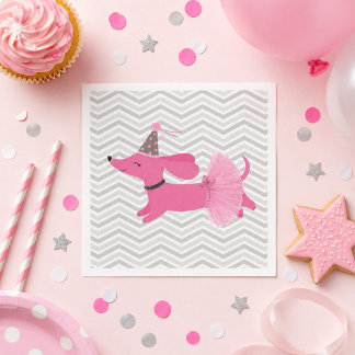 Pink Dachshund Ballerina Tutu Party Napkins