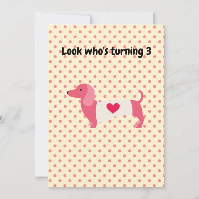 Pink Dachshund Birthday Party Invitation (Front)