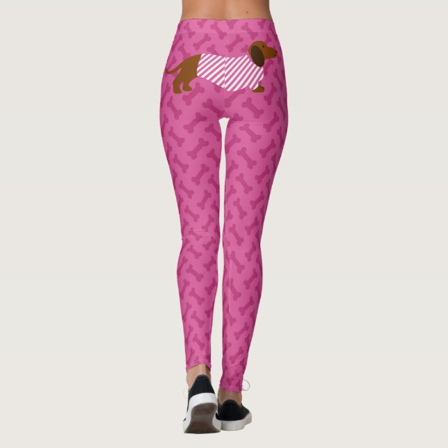 Pink Dachshund Leggings (Back)
