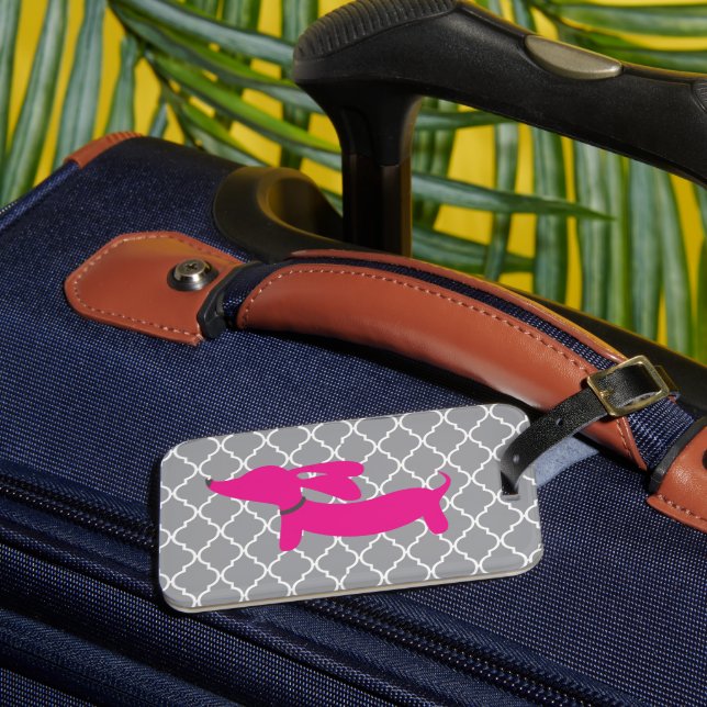 Pink Dachshund Luggage Bag Tag Gift (Front Insitu 3)