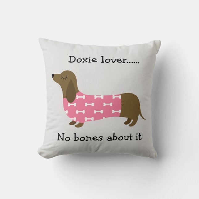 Pink Dachshund Personalised Pillow (Front)