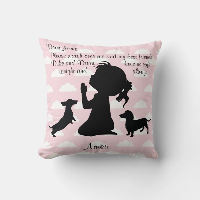 Pink Dachshund Prayer Pillow (Front)