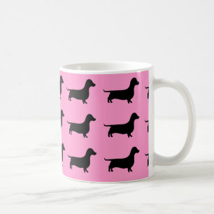 Pink Dachshund Silhouette on Mug