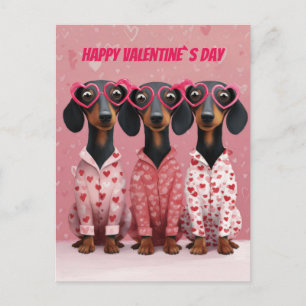 Pink Dachshund Valentine’s Day Card