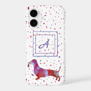 Pink dachshund Watercolor Art Confetti