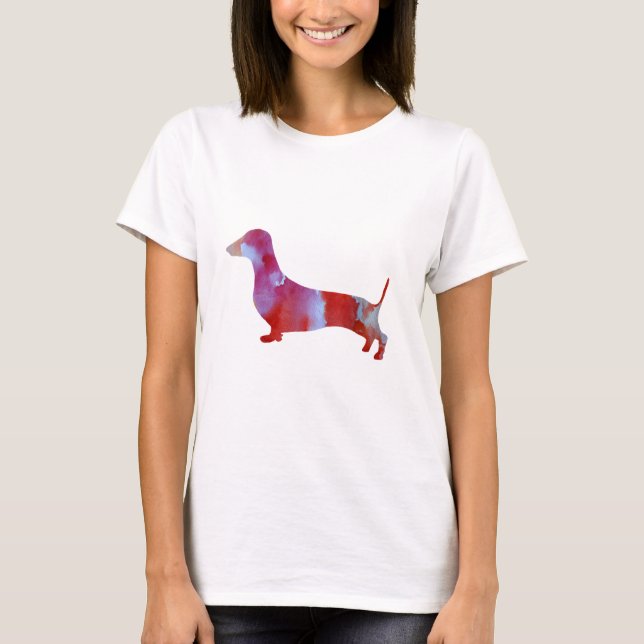 Pink dachshund Watercolor , T-Shirt (Front)